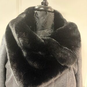 DKNY Luxurious Black Faux Fur long coat